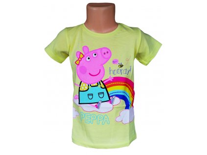Dívčí tričko PEPPA PIG duha krátký rukáv žluté