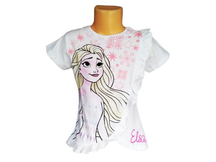 Tričko FROZEN ELSA s volánky kr.rukáv bílé
