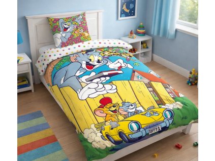 Dětské bavlněné povlečení TOM A JERRY V AUTĚ