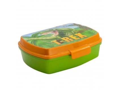 Svačinový box DINOSAUŘI T-REX zelenooranžový