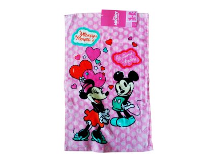 Ručník malý MINNIE A MICKEY bavlna růžový 30x50