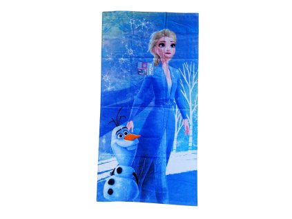 Osuška FROZEN ELSA A OLAF bavlna modrá 70x140cm