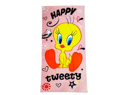 Osuška LOONEY TUNES TWEETY plážová růžová 70X140 cm