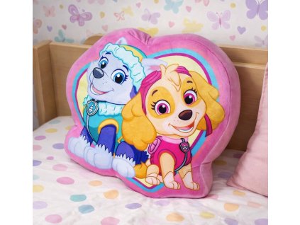 Dětský polštářek TLAPKOVÁ PATROLA V SRDCI Skye a Everest tvarovaný