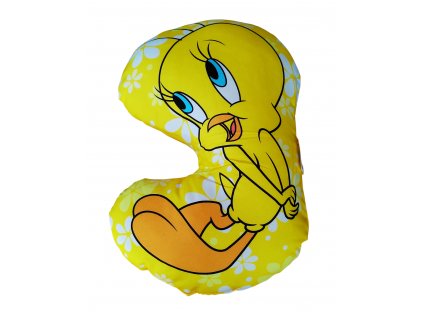 Polštářek LOONEY TUNES TWEETY tvarovaný žlutý 38x26