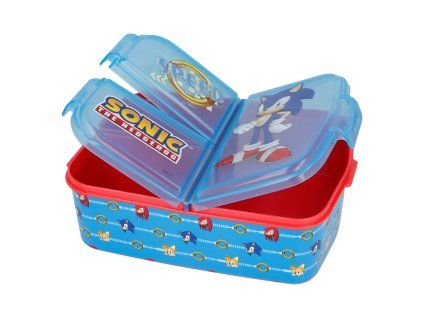 Dětský svačinový box SONIC 3 přihrádky modročervený