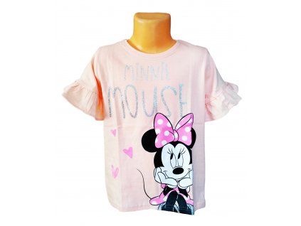 Tričko MINNIE krátký rukáv s volánkem růžové