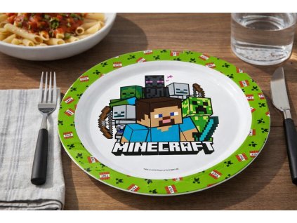 Plastový jídelní talíř mělký MINECRAFT
