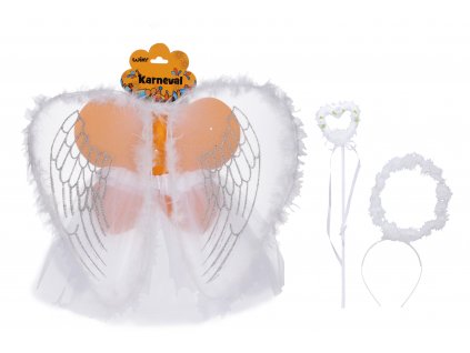Set karneval - anděl s křídly bílý
