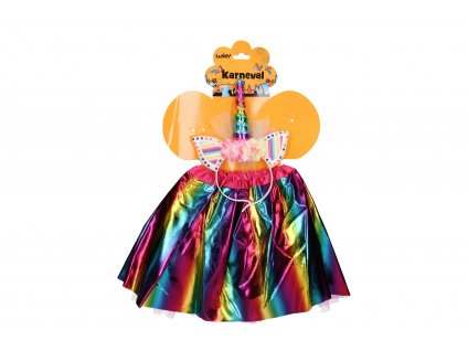 Set karneval - jednorožec barevný s duhovým rohem a sukní