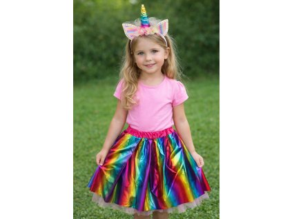 Set karneval - jednorožec barevný s duhovým rohem a sukní