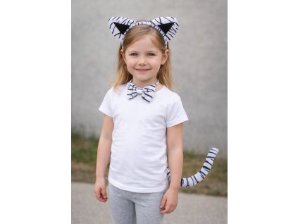 Set karneval - čelenka kravička - bílý tygr