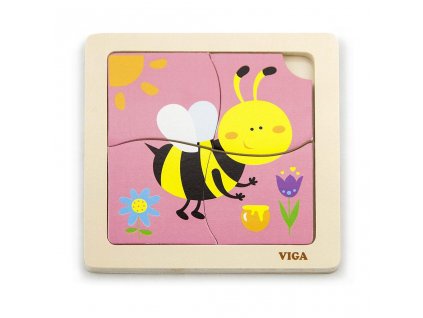 Dřevěné puzzle pro nejmenší Viga 4 ks Včelka