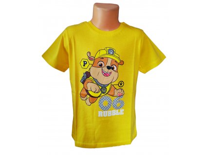 Chlapecké tričko TLAPKOVÁ PATROLA RUBBLE krátký rukáv žluté