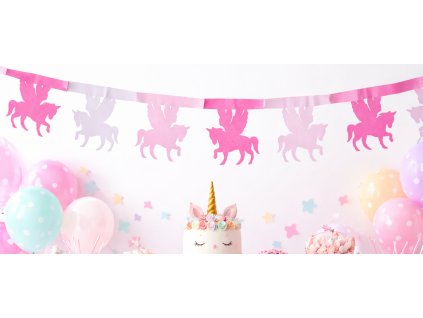 Girlanda růžovobílá UNICORN - JEDNOROŽEC
