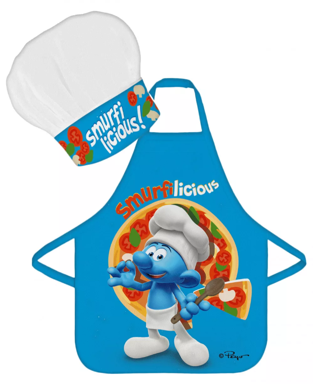 BRANDMAC Kuchařská zástěrka ŠMOULOVÉ s čepicí cca 3-8 let