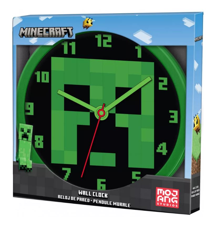 EUROSWAN Hodiny nástěnné MINECRAFT zelenočerné 24 cm