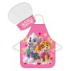 Dětská zástěra TLAPKOVÁ PATROLA SKYE A EVEREST se srdíčky set s čepicí růžová