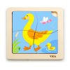 Dřevěné puzzle pro nejmenší Viga 4 ks Kačenka (Barva Multicolor)
