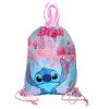 Pytlík na obuv s kapsou na zip LILO A STITCH 45x34 růžový