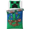 Dětské bavlněné povlečení MINECRAFT Creeper explode zeleno-šedé 140x200