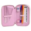 Školní penál třípatrový LILO A STITCH s výbavou růžovo-fialový