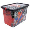 STF03394 Plastový úložný box s víkem SPIDERMAN s nápisy červeno-černý 7 L