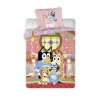 BRM022843 Dětské bavlněné povlečení BLUEY s rodinkou v pokoji 100×135cm, 40×60 cm růžové