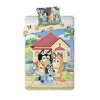BRM023635 Dětské bavlněné povlečení BLUEY rodinka před domem 140×200cm, 70×90 cm