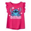 Dívčí tričko LILO A STITCH s volánkovými rukávy sytě růžové