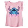 Dívčí tričko LILO A STITCH s volánkovými rukávy světle růžové