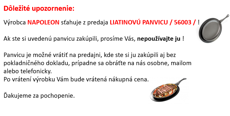 Napoleon panvica 56003 upozornenie