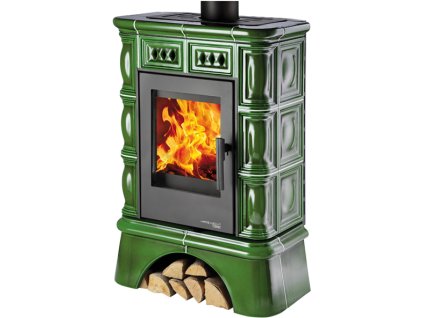 FARO keramické krbové kachle čierne/keramika zelená