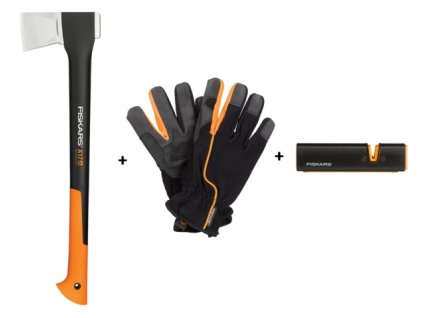 191283 set fiskars sekera stredni x17 ostric rukavice 3ks