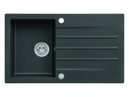 Alveus CORTINA 130 - 91-černá (860x500mm)+sifon pop-up F  Granitový dřez s odkapem