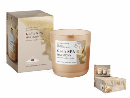 Svíčka von.ve skle GOD´S SPA-HARMONY 150g/dř.k./kr