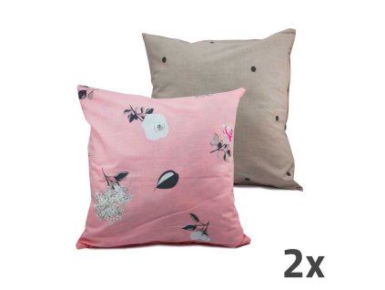 368693 home elements povlak na polstar 40x40 cm sada 2 ks dva designy ruzova kvet sedy puntik