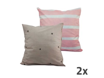 368702 home elements povlak na polstar 40x40 cm sada 2 ks dva designy sedy puntik ruzovy pruh
