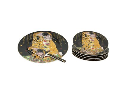 369587 home elements dortovy set dortovy talir 6 x talir dortova lzice klimt polibek tmavy