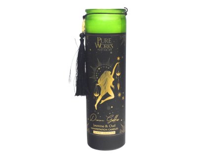 370442 organicka svice 300 g v barevne vysoke sklenici se strapcem jasmine oud
