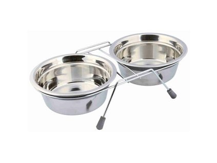 242463 nerez stojanek 2 misky se silikonovym krouzkem 900ml 16cm