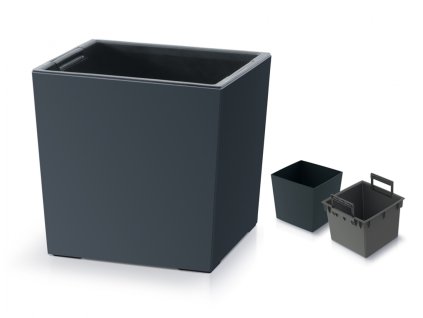 Obal na črepník URBI SQUARE LOW 2v1 plastový 24x24x24cm