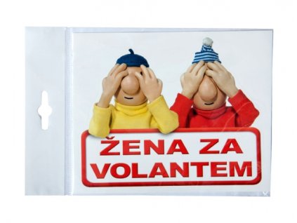 259074 1 samolepka na auto pam zena za volantem 15x12cm