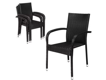 Polyratanové židle Comfort 4 ks - černá