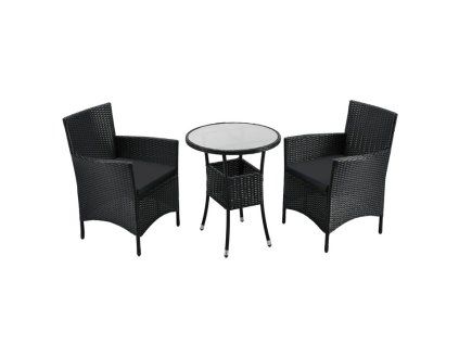 Balkónový set Bayamo - černý + šedé podušky