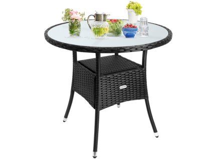 ratanovy stol 80 cm cierny
