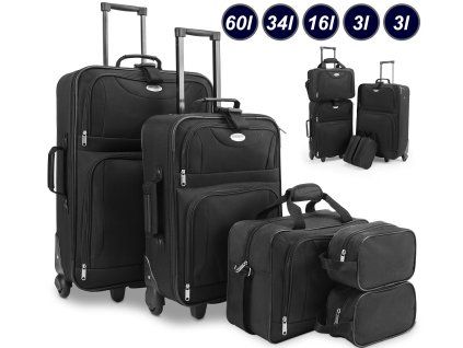 Set cestovních kufrů 5 ks - černá