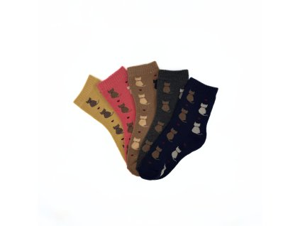 Ponožky se srdíčky a sedícími kočkami