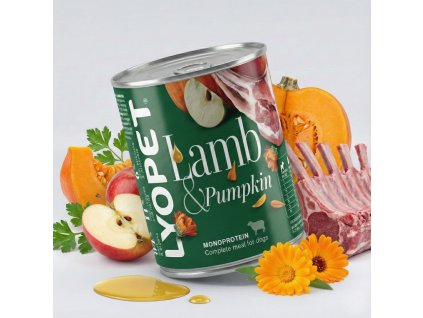LYOPET Wet Food Lamb & Pumpkin 400g (poškozená)  jehněčí s dýní pro psy