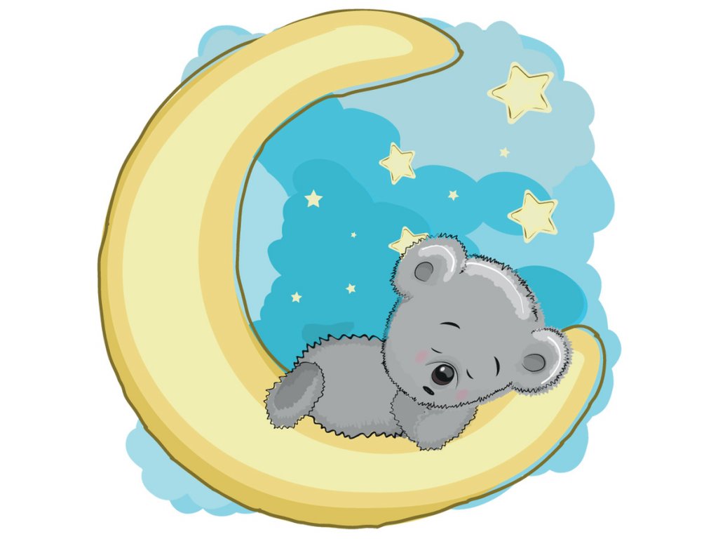Nálepka na zeď pro děti Medvídek spí na měsíci